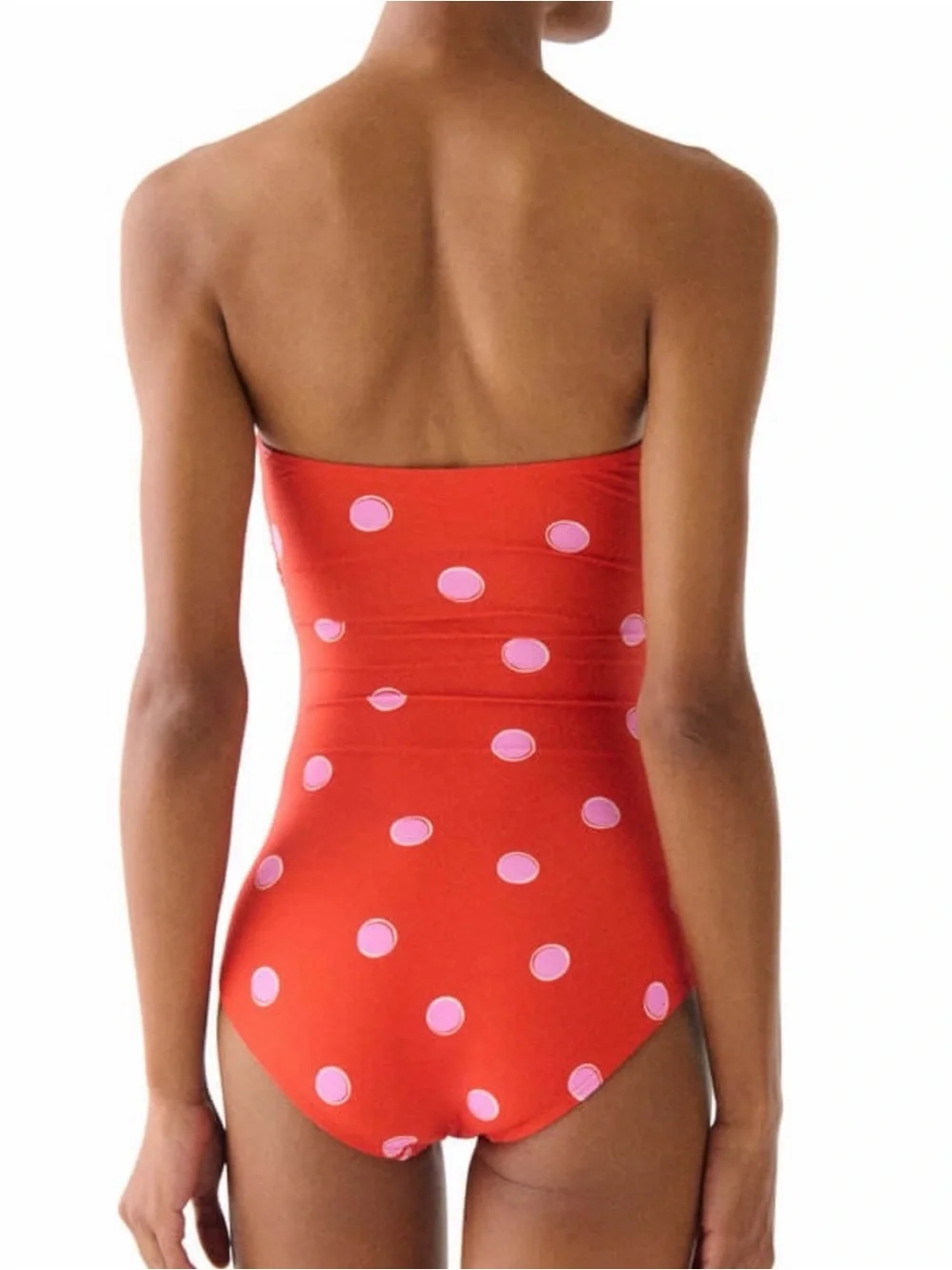 Kate Spade Women’s Bandeau Cut-Out Strapless Red Pink Polka Dot 1 Piece Swimsuit